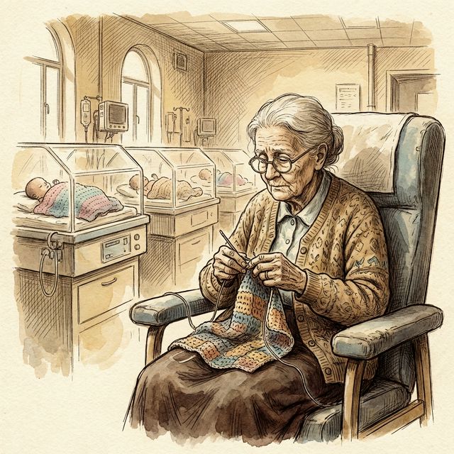 Volunteers knit blankets for premature babies at a hospital