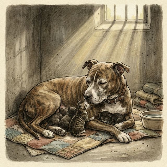 Dog adopts and protects abandoned kittens at California shelter